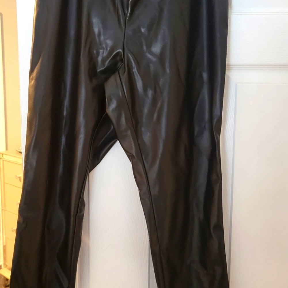 Black Faux stretch pants